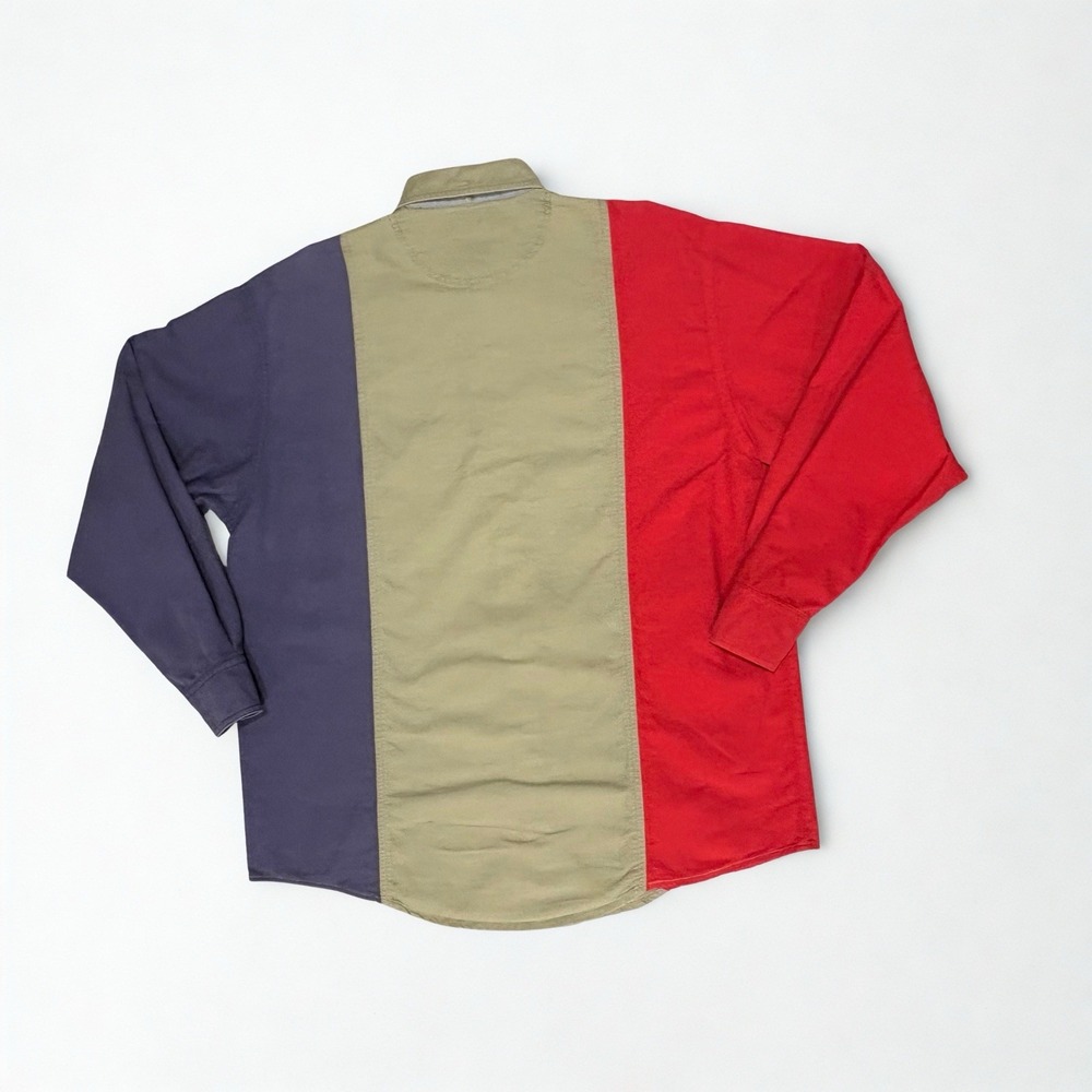 Vintage 90s County Seat JeansWear Men's Button Down Oversized Color Block Medium - Picture 7 of 11